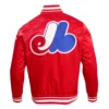 Montreal Expos Retro Classic Full-Snap Satin Varsity Jacket – Red 1