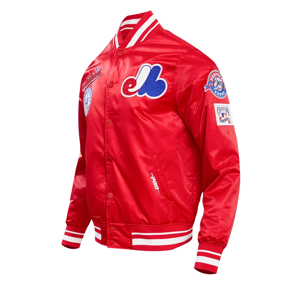 Montreal Expos Retro Classic Full-Snap Satin Varsity Jacket – Red 2