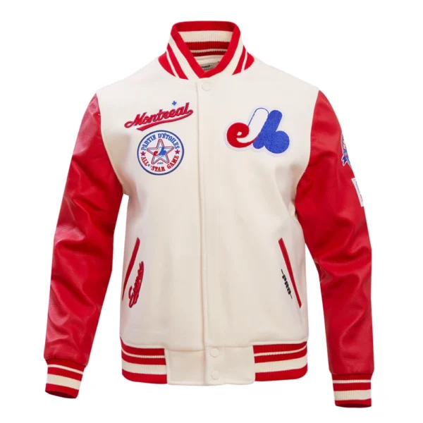 Montreal Expos Retro Classic Wool & Leather Varsity WhiteRed Jacket