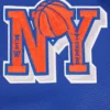 NBA New York Knicks Retro Classic Wool and Leather Blue and White Varsity Jacket 7