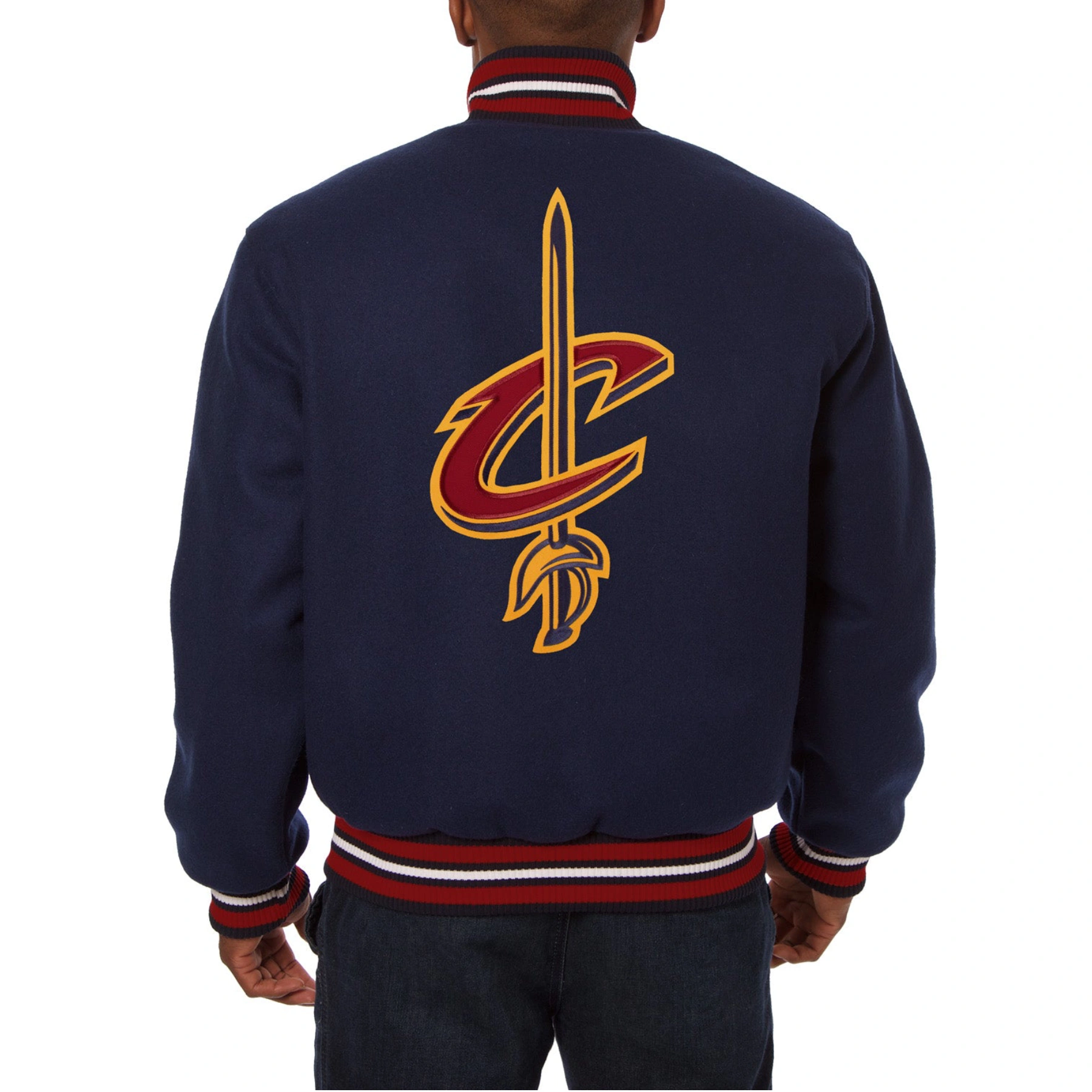 Navy Blue Cleveland Cavaliers One Color Varsity Jacket 1