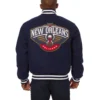 Navy Blue New Orleans Pelicans One Color Varsity Jacket 1