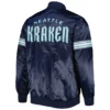 Navy Blue Seattle Kraken Varsity Jacket 1