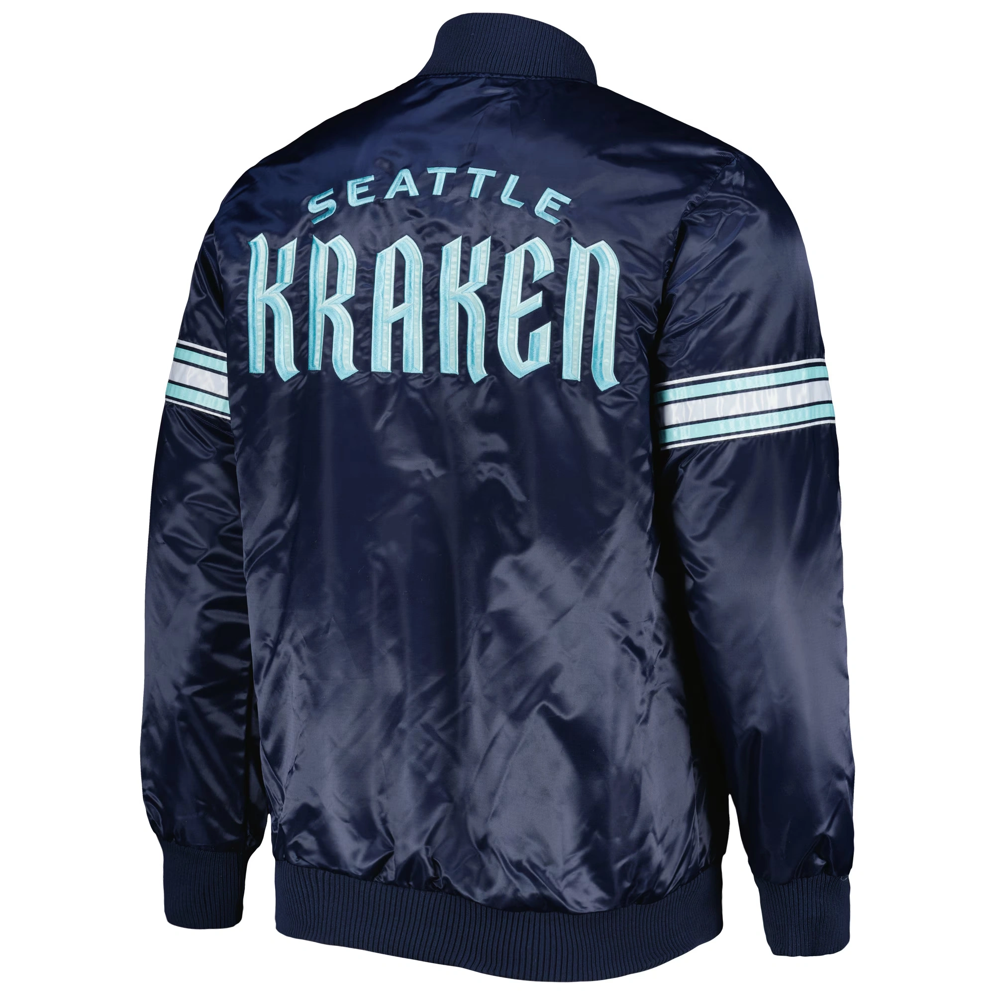 Navy Blue Seattle Kraken Varsity Jacket 1