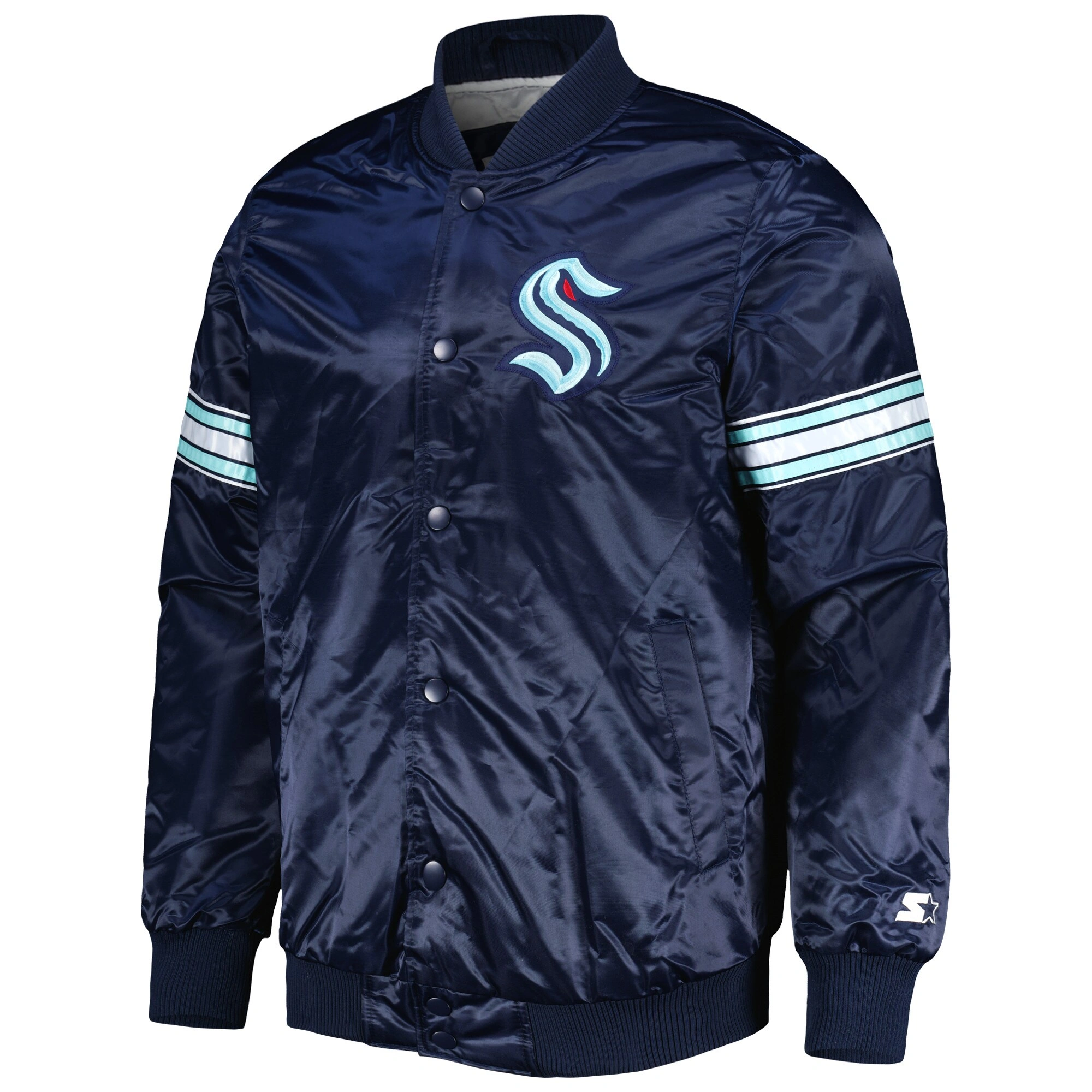 Navy Blue Seattle Kraken Varsity Jacket
