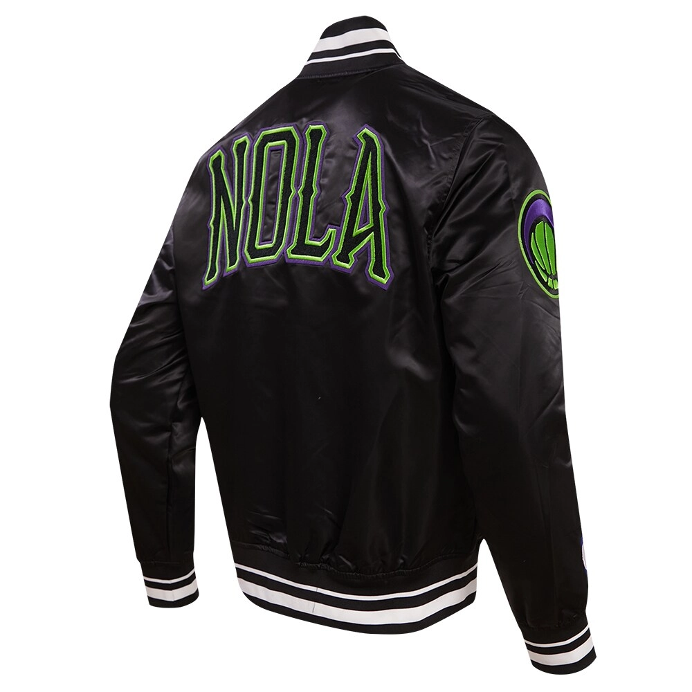 New Orleans Pelicans City Edition Black Satin Varsity Jacket 1