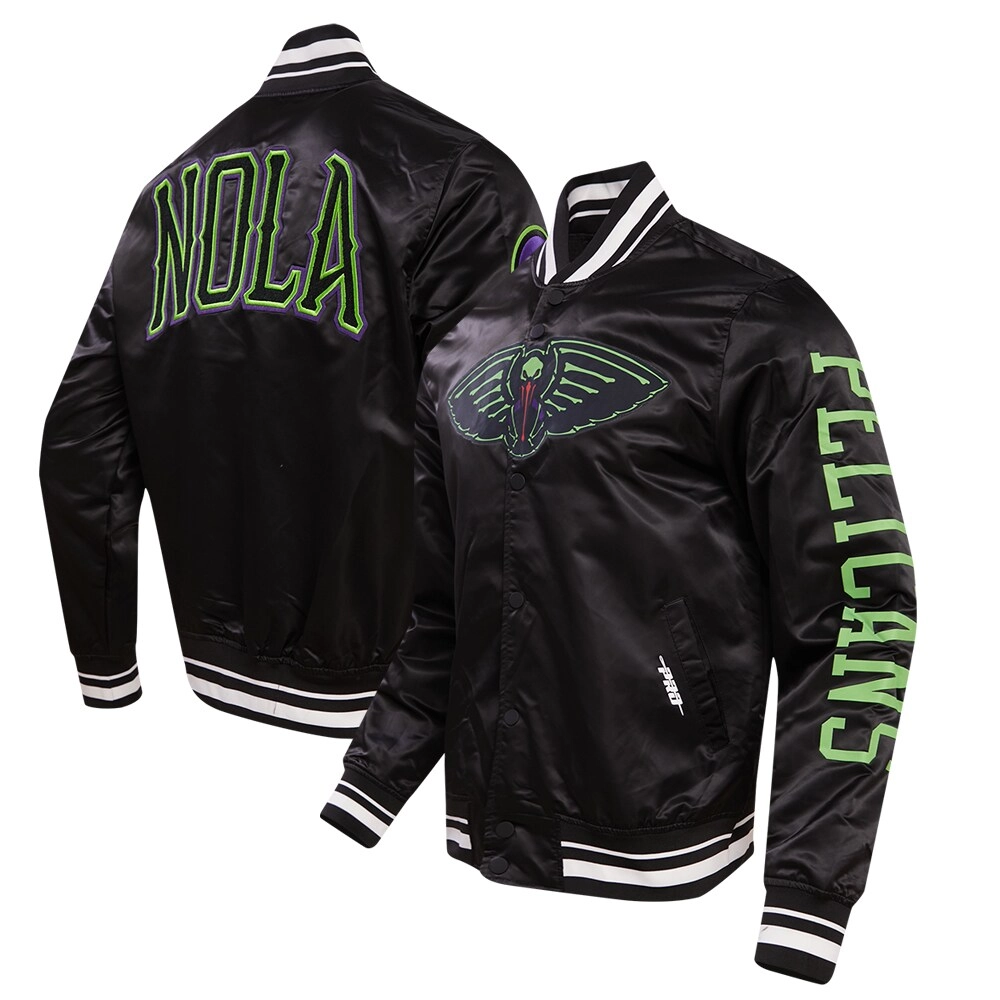 New Orleans Pelicans City Edition Black Satin Varsity Jacket 2