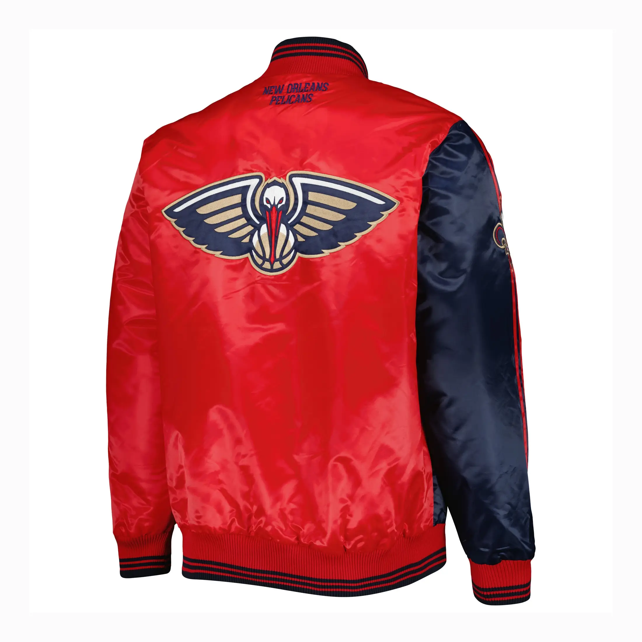 New Orleans Pelicans Fast Break Navy Blue and Red Jacket 1