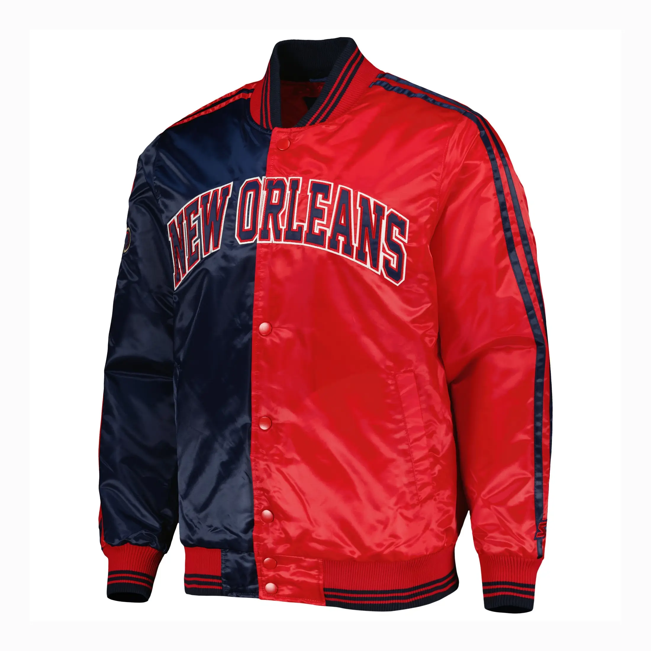 New Orleans Pelicans Fast Break Navy Blue and Red Jacket