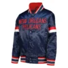 New Orleans Pelicans Home Game Navy Satin Varsity Jacket 2