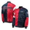 New Orleans Pelicans Leader Red and Navy Satin Varsity Jacket 3