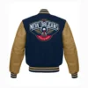 New Orleans Pelicans Navy Blue Letterman Wool Varsity Jacket 1