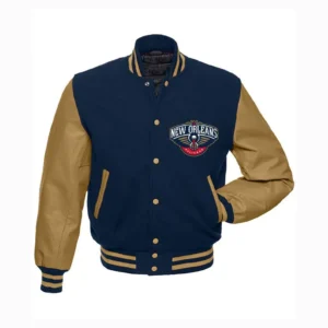 New Orleans Pelicans Navy Blue Letterman Wool Varsity Jacket