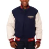 New Orleans Pelicans Navy Blue and White Two Tone Varsity Jacket