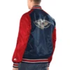 New Orleans Pelicans Renegade NavyRed Satin Varsity Jacket 1
