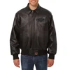 New Orleans Pelicans Shirt Collar Full Leather Bomber Black Varsity Jacket