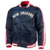 New Orleans Pelicans The Offensive Navy Satin Varsity Jacket