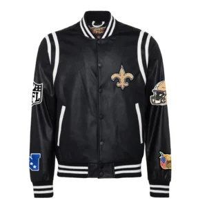 New Orleans Saints Full Leather Black Varsity Jacket