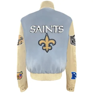 New Orleans Saints Jeff Hamilton Baby Blue and Cream Jacket 1