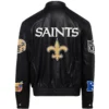 New Orleans Saints Jeff Hamilton Full Black Leather Varsity Jacket 1