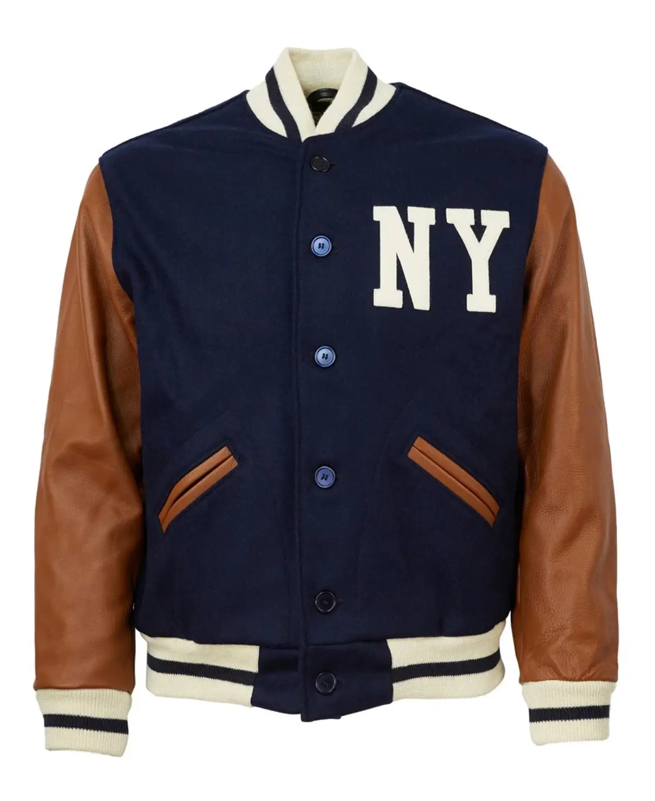 New York Black Yankees Ebbets1940 Authentic Navy & Brown Jacket