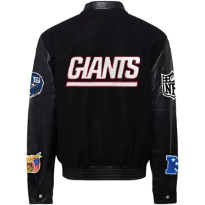 New York Giants Jeff Hamilton Black Varsity Jacket 1