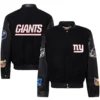 New York Giants Jeff Hamilton Black Varsity Jacket 2