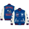 New York Giants OVO Royal Full Snap Varsity Jacket 4