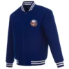 New York Islanders Logo Dark Blue Varsity Jacket