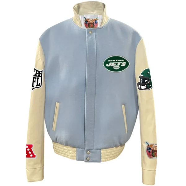 New York Jets Jeff Hamilton Baby Blue Varsity Jacket