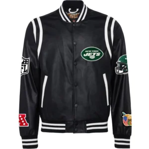 New York Jets Jeff Hamilton Vegan Full Black Jacket
