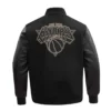 New York Knicks Black & Gold Wool & Leather Varsity Black Jacket 3
