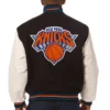 New York Knicks Black Two Tone Wool Varsity Jacket 1