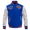 New York Knicks Blue Retro Classic Rib Wool Varsity Jacket