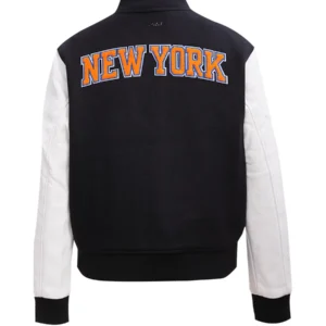 New York Knicks Classic Wool Varsity Black Jacket 3
