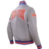 New York Knicks Crest Grey Wool Varsity Jacket 1