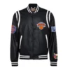 New York Knicks Leather Black Varsity Jacket