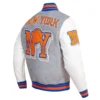 New York Knicks Mashup Wool Varsity Grey Jacket 2