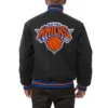 New York Knicks One Color Handmade Black Wool Varsity Jacket 1
