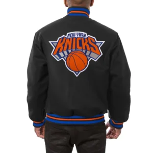 New York Knicks One Color Handmade Black Wool Varsity Jacket 1
