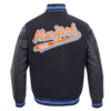 New York Knicks Script Tail Black Wool and Leather Varsity Jacket 3