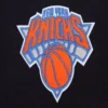New York Knicks Script Tail Black Wool and Leather Varsity Jacket 4