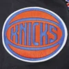 New York Knicks Script Tail Black Wool and Leather Varsity Jacket 5