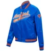 New York Knicks Script Tail Blue Varsity Jacket 1