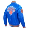 New York Knicks Script Tail Blue Varsity Jacket 2