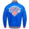 New York Knicks Script Tail Blue Varsity Jacket 3