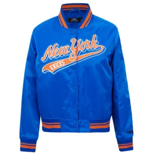 New York Knicks Script Tail Blue Varsity Jacket