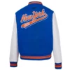 New York Knicks Script Tail Blue Wool Varsity Jacket 3