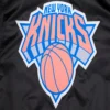 New York Knicks Script Tail Ribbed Knitted Black Varsity Jacket 4