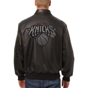 New York Knicks Shirt Collar Black Varsity Jacket 1